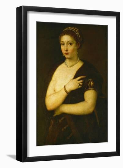 Young Woman with Fur, circa 1535-Titian (Tiziano Vecelli)-Framed Giclee Print