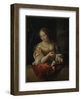 Young Woman with Lemon-Godfried Schalcken-Framed Art Print