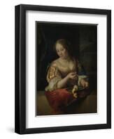 Young Woman with Lemon-Godfried Schalcken-Framed Art Print