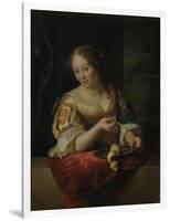 Young Woman with Lemon-Godfried Schalcken-Framed Art Print