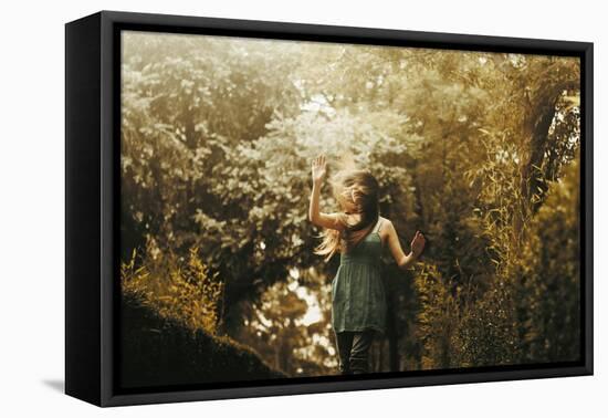 Young Woman with Long Hair Outdoors-Carolina Hernandez-Framed Stretched Canvas