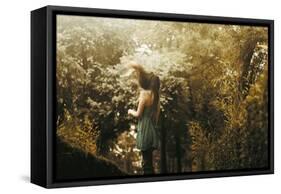 Young Woman with Long Hair Outdoors-Carolina Hernandez-Framed Stretched Canvas