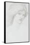 Young Woman with Long Thick Hair Looking to Her Right-Edward Burne-Jones-Framed Stretched Canvas