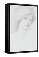 Young Woman with Long Thick Hair Looking to Her Right-Edward Burne-Jones-Framed Stretched Canvas