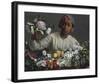 Young Woman with Peonies, 1870-Frédéric Bazille-Framed Premium Giclee Print