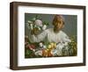 Young Woman with Peonies, 1870-Frederic Bazille-Framed Giclee Print