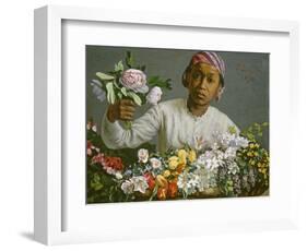 Young Woman with Peonies, 1870-Frederic Bazille-Framed Giclee Print