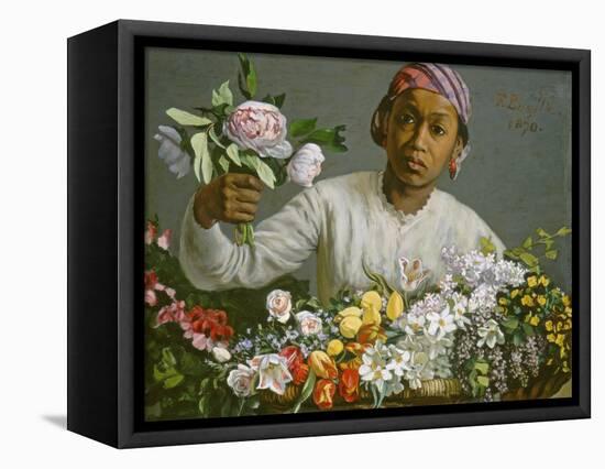 Young Woman with Peonies, 1870-Frederic Bazille-Framed Stretched Canvas