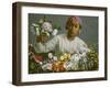 Young Woman with Peonies, 1870-Frederic Bazille-Framed Giclee Print