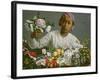 Young Woman with Peonies, 1870-Frederic Bazille-Framed Giclee Print