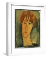 Young Woman with Red Hair Wearing a Collar-Amedeo Modigliani-Framed Giclee Print