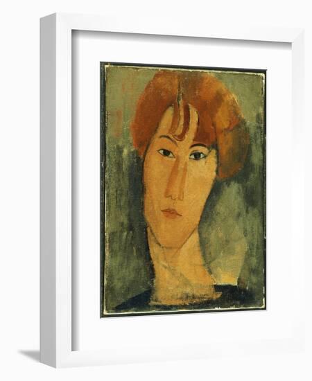 Young Woman with Red Hair Wearing a Collar-Amedeo Modigliani-Framed Giclee Print