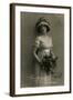 Young Woman with Roses on a Birthday Postcard-null-Framed Photographic Print