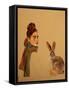 Young Woman with scarf and Hare, 2017-Susan Adams-Framed Stretched Canvas