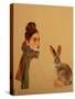 Young Woman with scarf and Hare, 2017-Susan Adams-Stretched Canvas