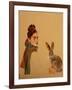 Young Woman with scarf and Hare, 2017-Susan Adams-Framed Giclee Print