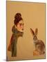 Young Woman with scarf and Hare, 2017-Susan Adams-Mounted Giclee Print