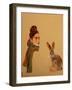 Young Woman with scarf and Hare, 2017-Susan Adams-Framed Giclee Print