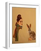 Young Woman with scarf and Hare, 2017-Susan Adams-Framed Giclee Print