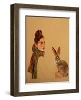 Young Woman with scarf and Hare, 2017-Susan Adams-Framed Giclee Print