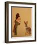 Young Woman with scarf and Hare, 2017-Susan Adams-Framed Giclee Print