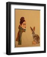 Young Woman with scarf and Hare, 2017-Susan Adams-Framed Giclee Print