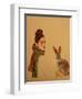 Young Woman with scarf and Hare, 2017-Susan Adams-Framed Giclee Print