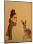 Young Woman with scarf and Hare, 2017-Susan Adams-Mounted Giclee Print