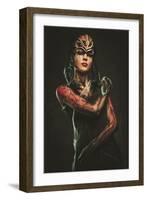 Young Woman with Spider Body Art and Mask-NejroN Photo-Framed Art Print