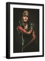 Young Woman with Spider Body Art and Mask-NejroN Photo-Framed Art Print