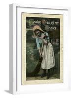 Young Woman with Sweeping Brush-null-Framed Art Print
