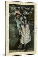 Young Woman with Sweeping Brush-null-Mounted Art Print