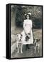 Young Woman with Two Dogs in a Garden-null-Framed Stretched Canvas