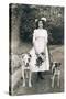 Young Woman with Two Dogs in a Garden-null-Stretched Canvas