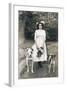 Young Woman with Two Dogs in a Garden-null-Framed Photographic Print