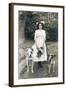 Young Woman with Two Dogs in a Garden-null-Framed Photographic Print