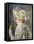 Young Woman with White Hat-Pierre-Auguste Renoir-Framed Stretched Canvas