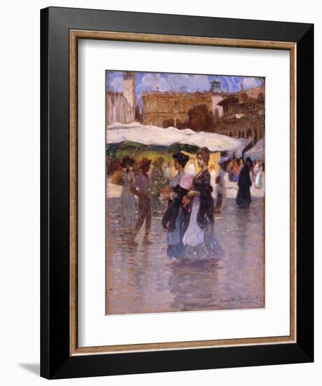 Young Women at Piazza Erbe in Verona-Angelo Dall'Oca Bianca-Framed Art Print