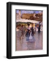 Young Women at Piazza Erbe in Verona-Angelo Dall'Oca Bianca-Framed Art Print