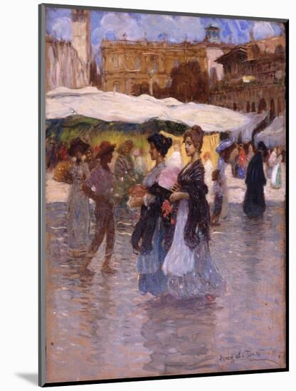 Young Women at Piazza Erbe in Verona-Angelo Dall'Oca Bianca-Mounted Art Print