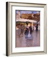 Young Women at Piazza Erbe in Verona-Angelo Dall'Oca Bianca-Framed Art Print