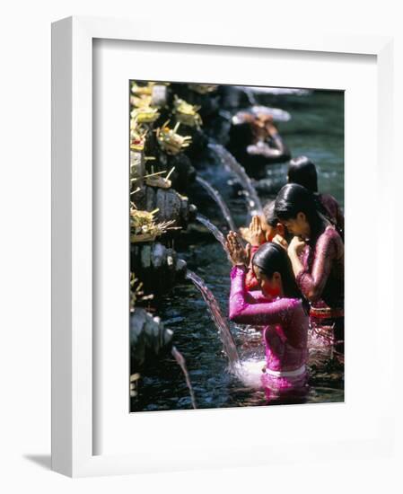 Young Women at Tirta Empul Temple, Ubud Region, Island of Bali, Indonesia, Southeast Asia-Bruno Morandi-Framed Photographic Print