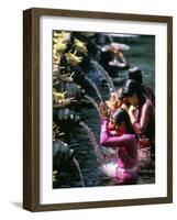 Young Women at Tirta Empul Temple, Ubud Region, Island of Bali, Indonesia, Southeast Asia-Bruno Morandi-Framed Photographic Print