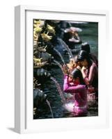 Young Women at Tirta Empul Temple, Ubud Region, Island of Bali, Indonesia, Southeast Asia-Bruno Morandi-Framed Photographic Print