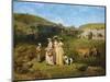 Young Women from the Village-Gustave Courbet-Mounted Art Print