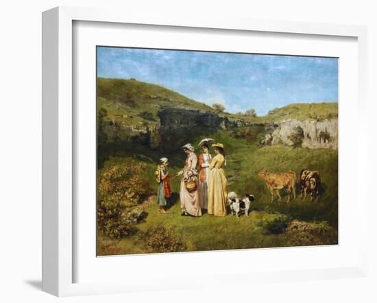 Young Women from the Village-Gustave Courbet-Framed Art Print