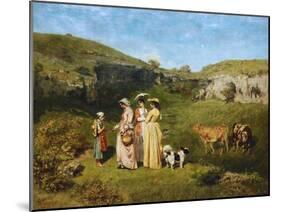 Young Women from the Village-Gustave Courbet-Mounted Art Print
