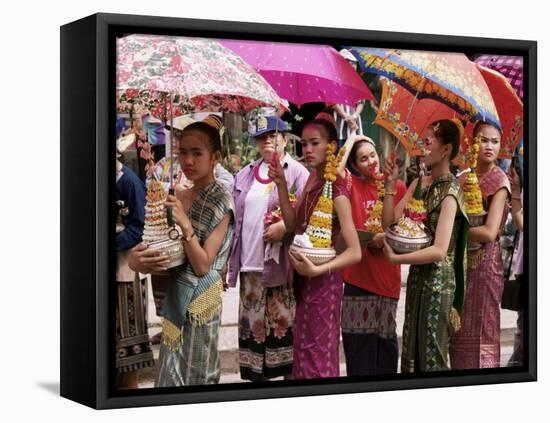 Young Women in Costumes, Lao New Year, Luang Prabang, Laos, Indochina, Southeast Asia-Alain Evrard-Framed Stretched Canvas