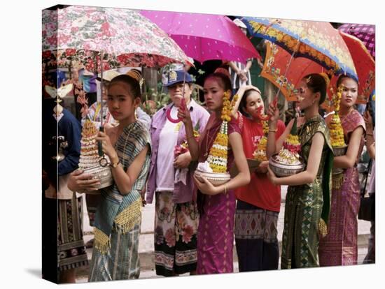 Young Women in Costumes, Lao New Year, Luang Prabang, Laos, Indochina, Southeast Asia-Alain Evrard-Stretched Canvas