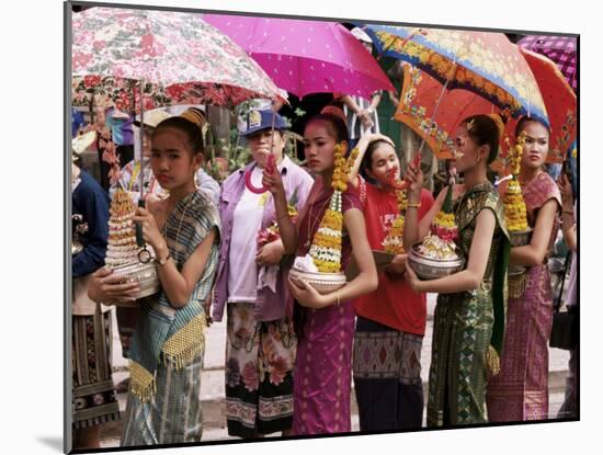 Young Women in Costumes, Lao New Year, Luang Prabang, Laos, Indochina, Southeast Asia-Alain Evrard-Mounted Photographic Print